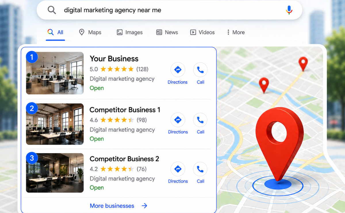 Google Map Pack ranking results