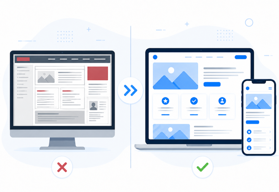 Modern vs outdated website design