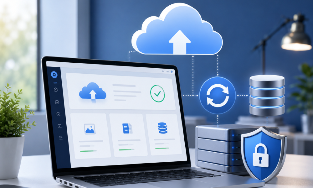 Website backup and data recovery concept