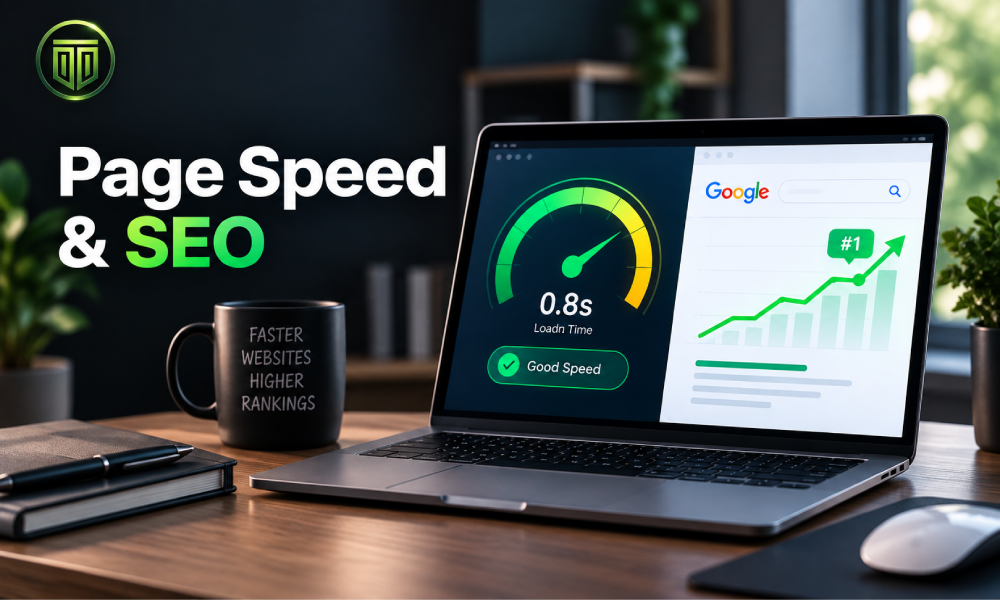 Website page speed and SEO ranking concept
